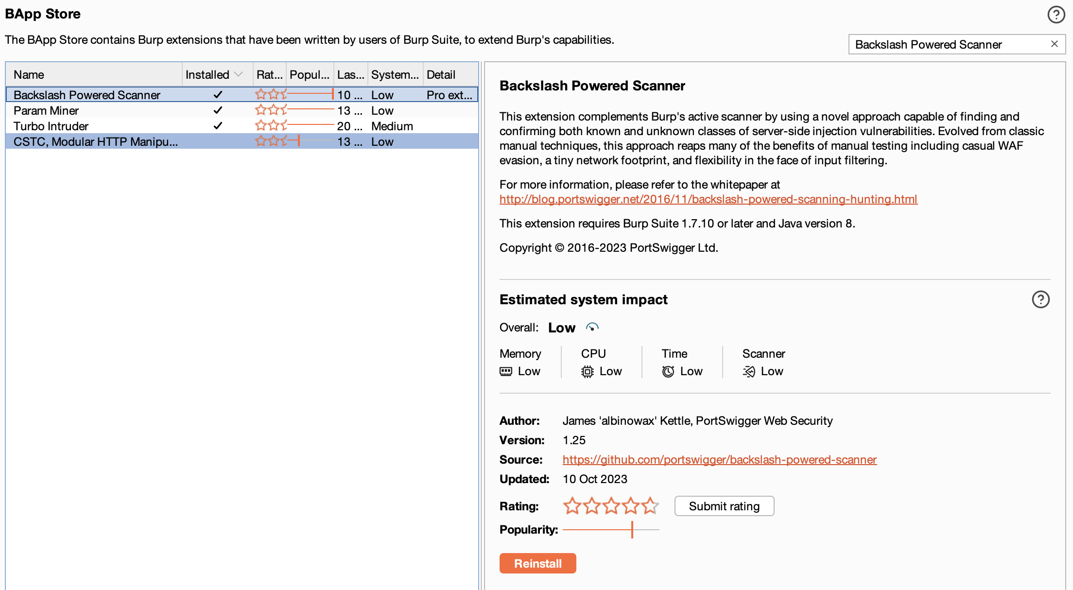 Backslash Powered Scanner